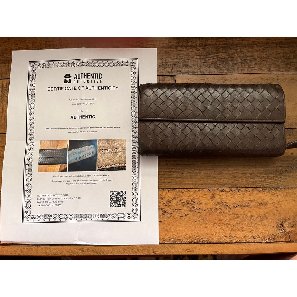 BOTTEGA VENETA Intreacciato Leather Continenta Wallet Brown/Gray W/COA and Box - Picture 14 of 16